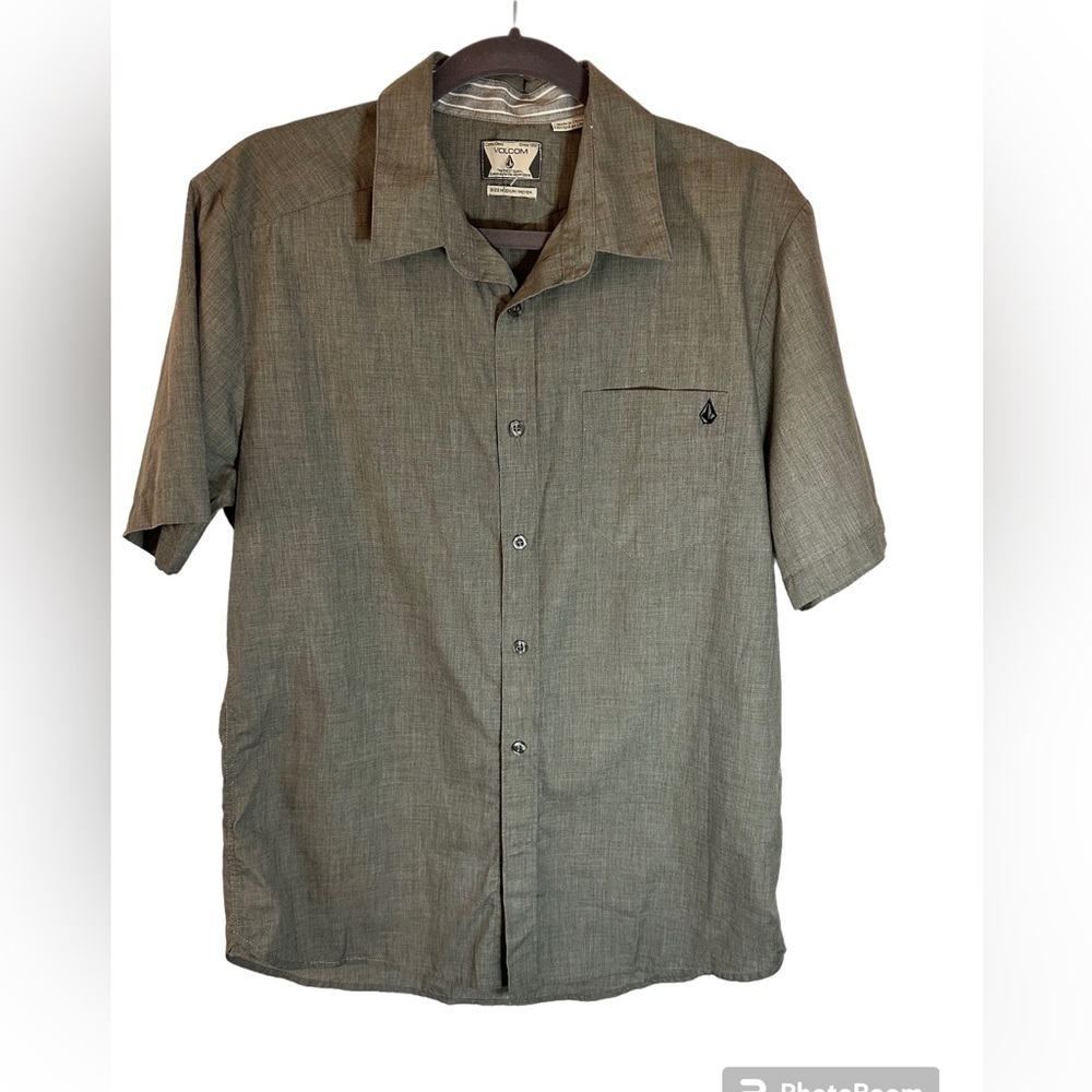 Volcom Men’s Gray Button Down Size Medium - image 1